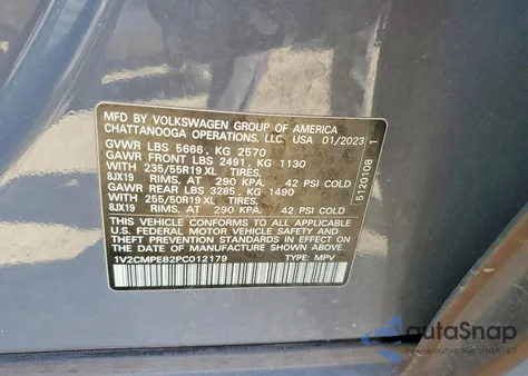 2023 Volkswagen Id.4 Pro z USA, uszkodzony, nr VIN 1V2CMPE82PC012179